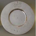 An exceptionally rare Commonwealth era silver broad rim plate, by A F,  London 1654, bearing