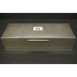 An engine turned rectangular silver cigarette box, by E & N Speak, Birmingham 1953, 24.5cm x 9cm,