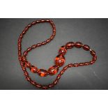 A string of graduated cherry amber style beads, 76cm, 60.3g