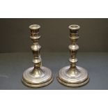 A pair of silver candlesticks, by D J Silver Repairs, London 1975, 19.5cm, weighted.