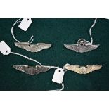 Four silver US Airforce wings, ranks; Command pilot by Luxenberg; Pilot by Luxenberg; Pilot by