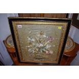 A Georgian silk petit point floral panel, 44.5 x 41cm.