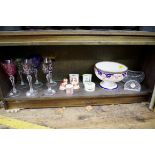 A mixed lot of ceramics and glass, to include a set of six Bohemian goblets.