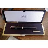 A Mont Blanc 'Classic' fountain pen, with 18k nib, and two Mont Blanc boxes.