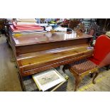 A Monnington & Weston mahogany baby grand piano, No.57452, 128cm long, including keyboard.