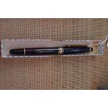 A Mont Blanc Meisterstuck fountain pen, with 14k nib, together with Mont Blanc black leather