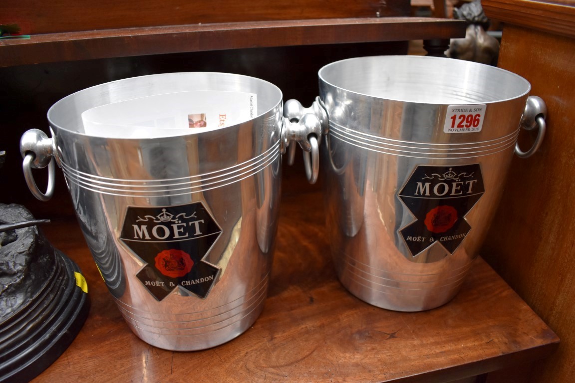 A pair of Moet & Chandon twin handled wine coolers.