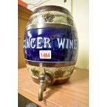 A Royal Doulton stoneware Ginger Wine barrel, with brass tap, 24.5cm high.