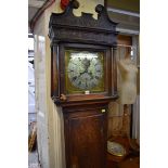 A George III oak eight day longcase clock, the 12in square brass dial 'James Roper, Shepton Mallet',