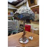 A vintage Tiffany style table lamp, total height 44cm.