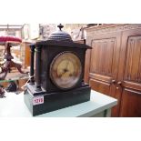 A Victorian slate mantel clock, 30cm high.
