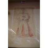 Mikhail Feodorovich Larionov, a standing figure, signed, coloured pencil, 19 x 14cm.