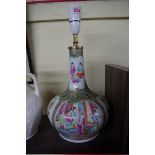 A Chinese famille rose bottle vase, converted to a lamp, height excluding fitting 29cm.