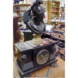 A 19th century slate and bronze mantel clock, 65.5cm high.