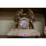 A late 19th century onyx and gilt metal mounted mantel clock, 32.5cm high.