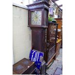 A George III oak and mahogany crossbanded eight day longcase clock, with 13in square brass dial,