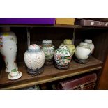 Six various Chinese ginger jars and covers; together with another famille vert vase and cover.