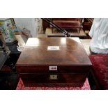 A Victorian rosewood and mother of pearl toilet box, with fitted interior, some items associated,