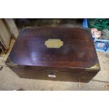 A 19th century mahogany and brass bound writing slope, 36cm wide.