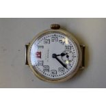 A WWI era Omega trench watch, the white enamel dial signed 'Mappin Campaign', import mark London