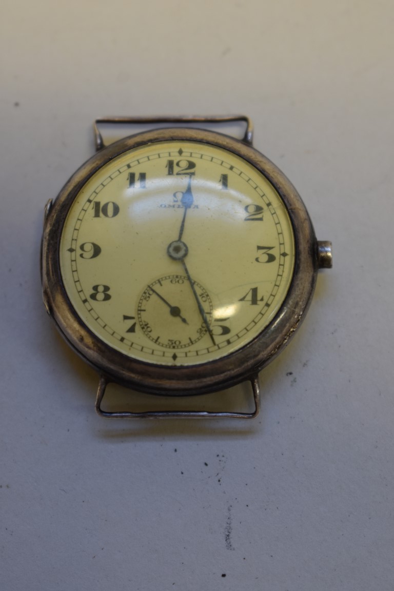 An Omega silver trench watch, Birmingham 1926, no.5288620 (1915), 34mm.