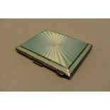 A silver and enamel cigarette case, by Gieves Ltd, Birmingham 1937, 9cm x 7.5cm, 100g total weight.