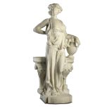 Garden Statuary: A carved white marble figure of Pandora French, circa 1900 signed Romanelli