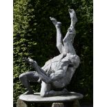 Garden Sculpture: ▲ Ian Rank Broadley A resin group of two wrestlers on staddlestone bases