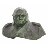 Garden Sculpture: ▲ Ivor Roberts-Jones Winston Churchill Monumental bronze bust 95cm high