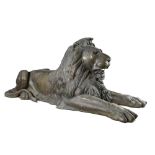 Garden Sculpture: After Sir Edwin Landseer: A pair of monumental bronze lions, 175cm high