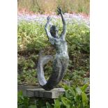 Garden Sculpture: ▲ David Williams Ellis Bronze mermaid Monogrammed DWE, dated 2005