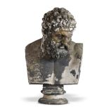 Garden Statuary: After the Antique: A plaster bust of Hercules early 19th century 92cm high