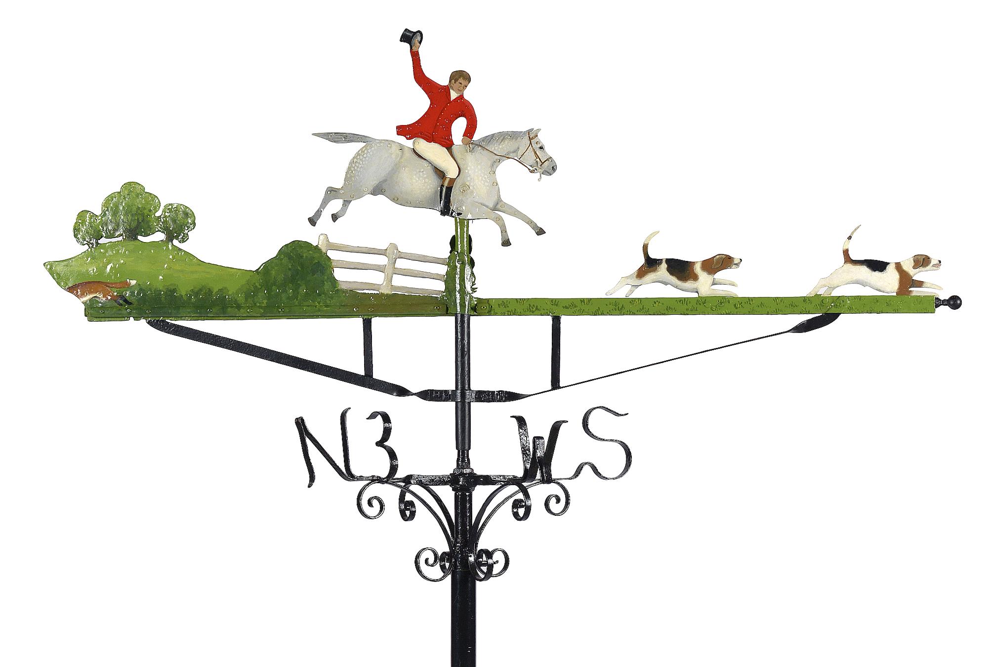 Architectural: A sheet metal weathervane19th centurylater painted decoration on both sides175cm