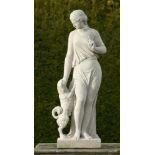 Garden Statuary: An Austin and Seeley composition stone figure of a girl and dog2nd half 19th