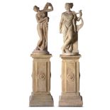 Garden Statuary: A pair of terracotta figureslate 19th centuryone after Canova of a Terpsichore