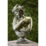 Garden Statuary: A bronze bust of Floracirca 190055cm high