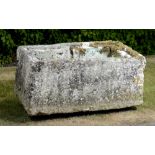 Planter/Water Feature: A rectangular carved limestone trough46cm high by 106cm long by 64cm deep