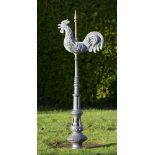 Architectural: A spelter and cast iron weather vane in the form of a cockerelearly 20th century160cm