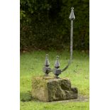 A cast wrought iron and stone boot scrapercirca 1860103cm high