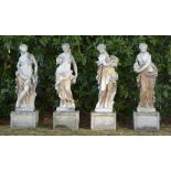 Garden Statuary: A set of four composition stone statues representing the Seasons2nd half 20th