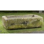 Planter/Water Feature: A carved rectangular limestone trough54cm high by 206cm long by 92cm deep