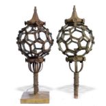 Lighting: A pair of unusual wrought iron lanternspossibly Venetian, 19th century64cm high