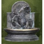 Equestrian/Garden Sculpture/Water Feature: A monumental bronze fountain group of horses modelled in