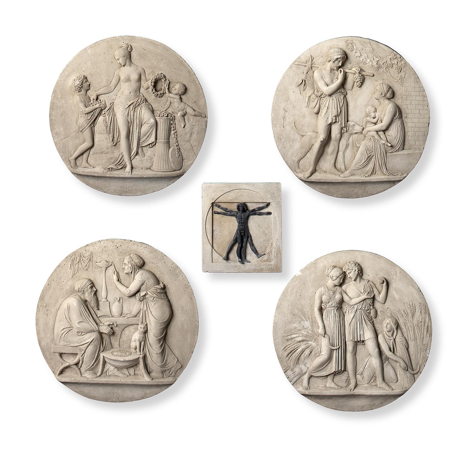 † After Thorwaldson: A set of four plaster roundels representing the Seasons and the Ages of