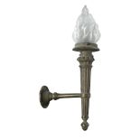 Lighting: A pair of bronze wall lanternslate 19th/early 20th centurywith glass shades50cm high