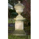 Architectural: A composition stone finial on fluted column pedestalmodern180cm high