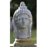 Garden Statuary: † After John Cheere: A lead sphinx headmodernon composition stone base66cm highThis