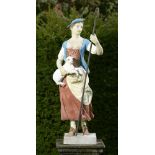 Garden Statuary: † After John Cheere: A painted lead figure of a shepherdessmodern137cm highJohn