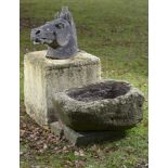 Equestrian/Sculpture: A composition stone classical horse’s head 44cm high together with a roughly