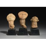 Tribal/Ethonographic: Three ringed neck terracotta heads, Ashanti culture, Ghana, date unknown 9-